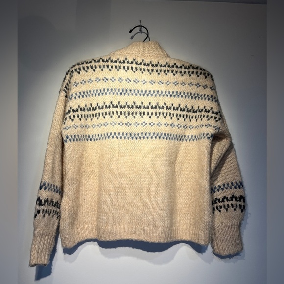 Madewell‎ Somervell Fair Isle Turtleneck Sweater XXS Oversized Cream Knit Crop - Picture 7 of 12